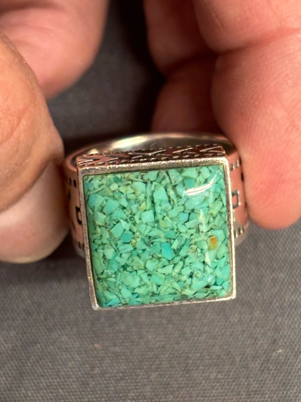 Silpada R1324 Retired Sterling Silver & Turquoise Ornate Band Ring Size 10